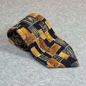 Fumagalli's Gold Abstract Art Deco 1980's 100% Silk‎ Men's Neck Tie Spain